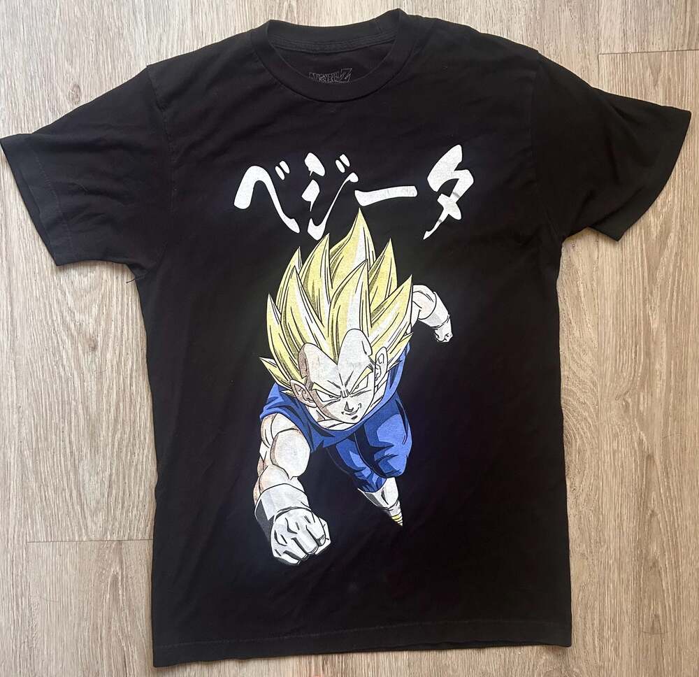 Dragon Ball Z Super Saiyan Vegeta Black Graphic T-Shirt Medium